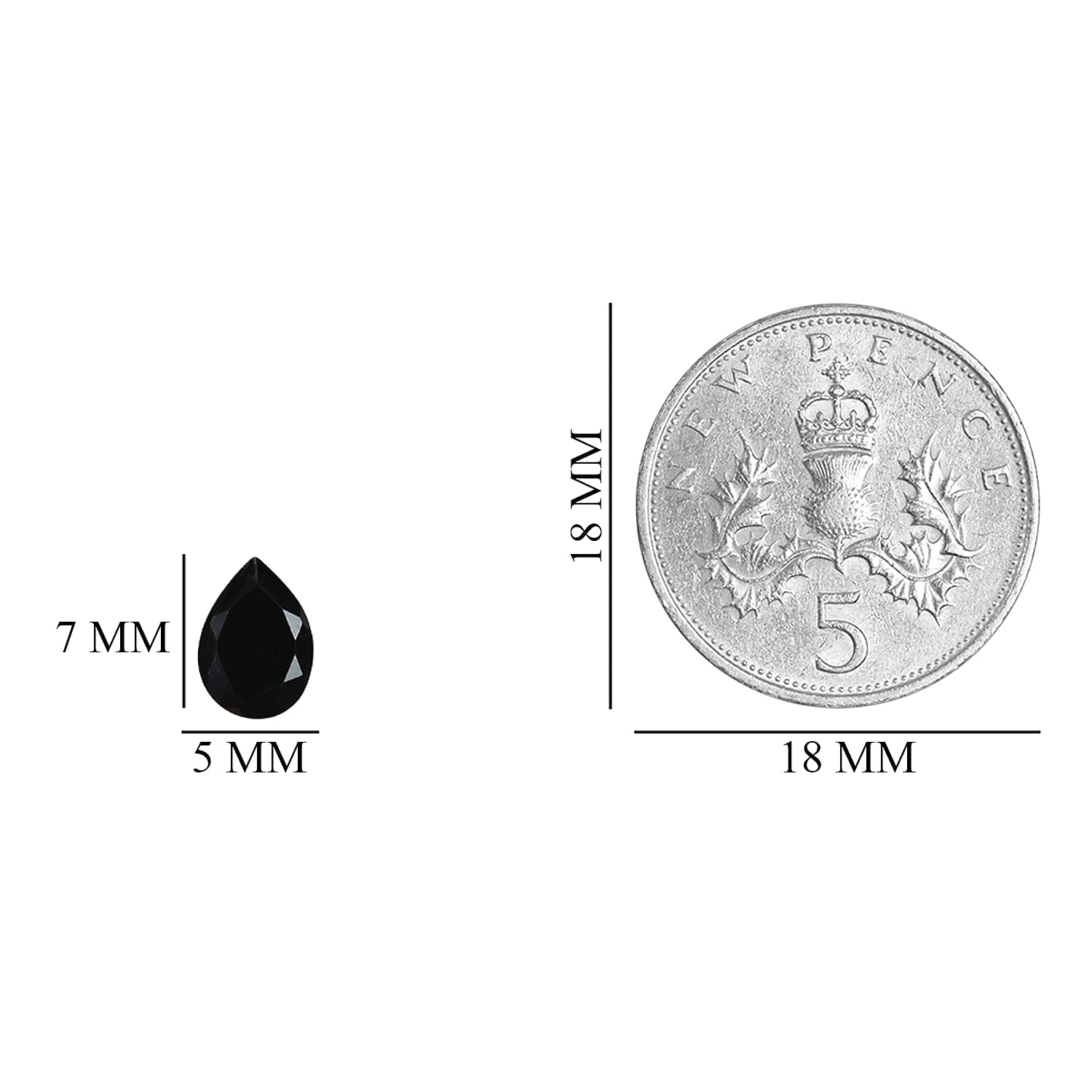 Set of 5 - Black Tourmaline Pear 7x5 mm 3.12 Ct.