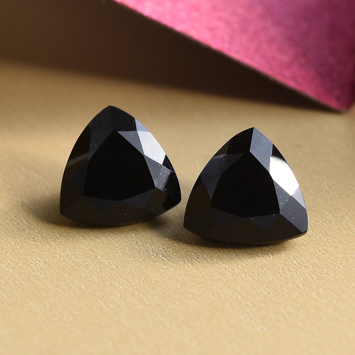 Set of 2 - Black Tourmaline Trillion 8 mm 3.34 Ct.