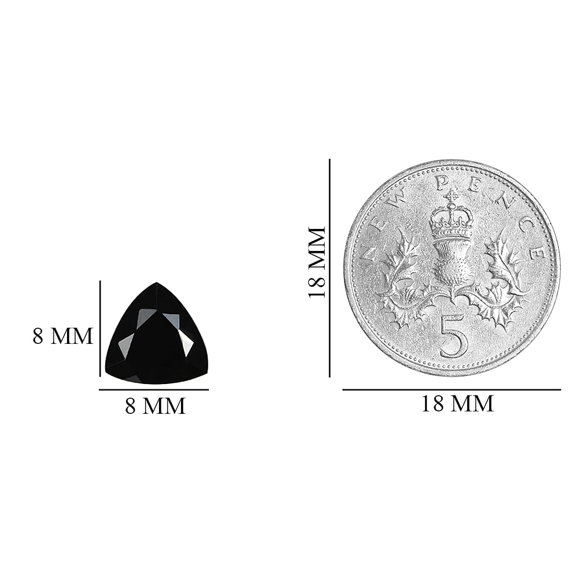 Set of 2 - Black Tourmaline Trillion 8 mm 3.34 Ct.