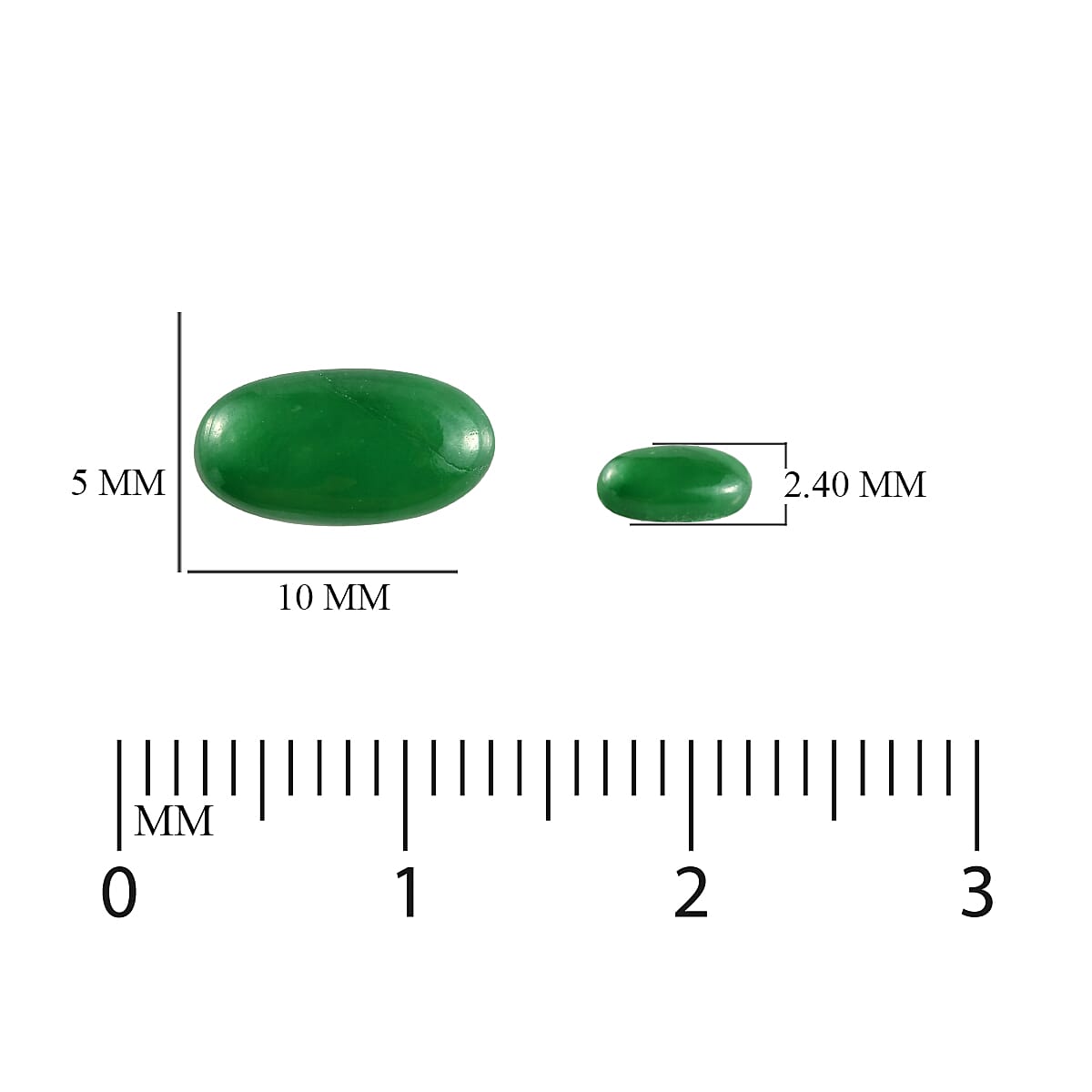 AAA Dyed Green Jade Oval 10x5 mm 1.39 Ct.