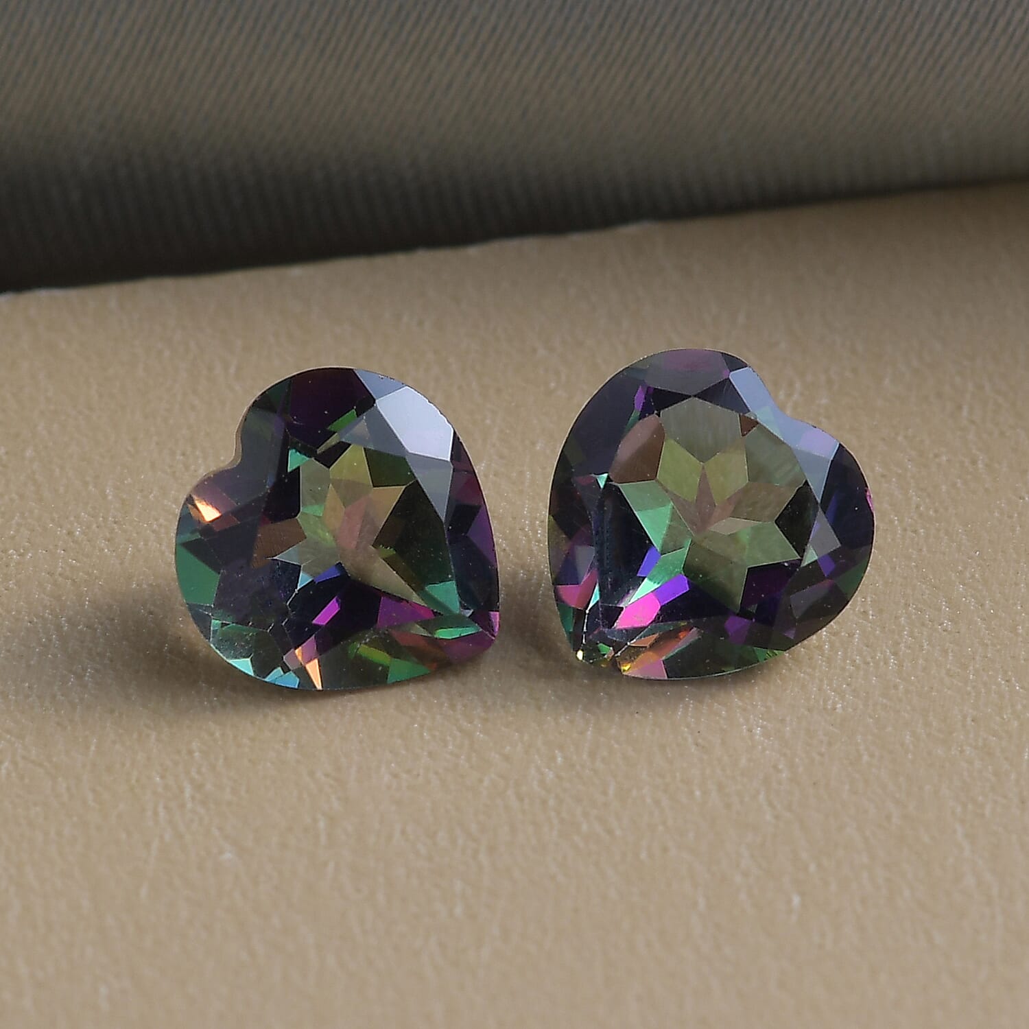 Set of 2 - Mystic Topaz Heart 7 mm 2.58 Ct.