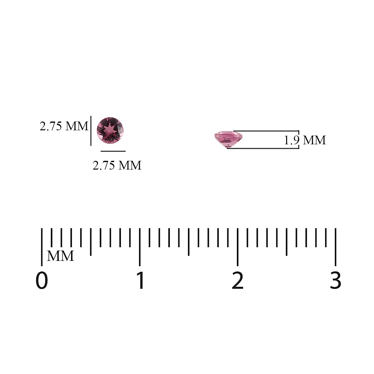 Rubellite Round 2.75 mm 0.23 Ct.