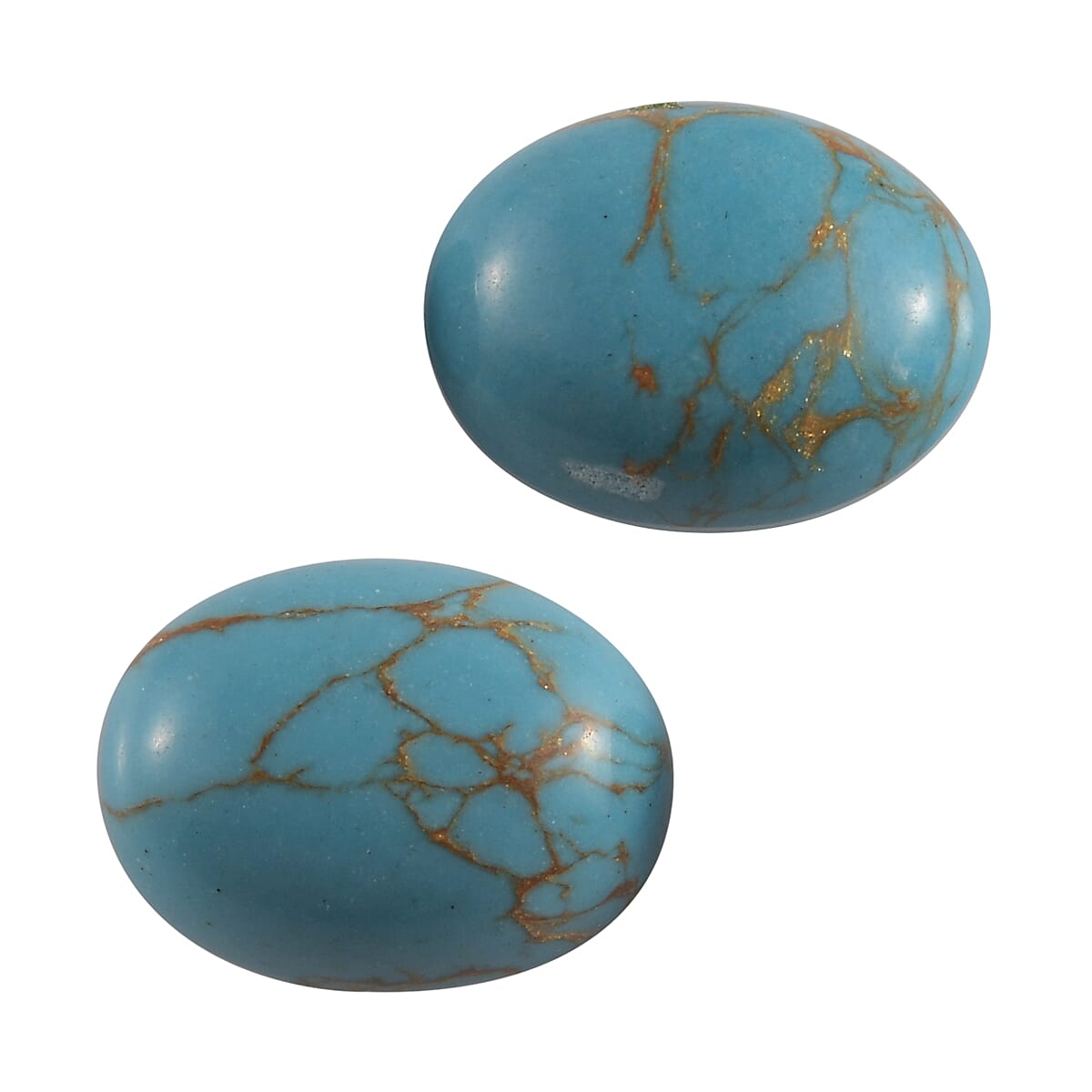 Set of 2 - Blue Turquoise Oval 9x7 mm 3.48 Ct.