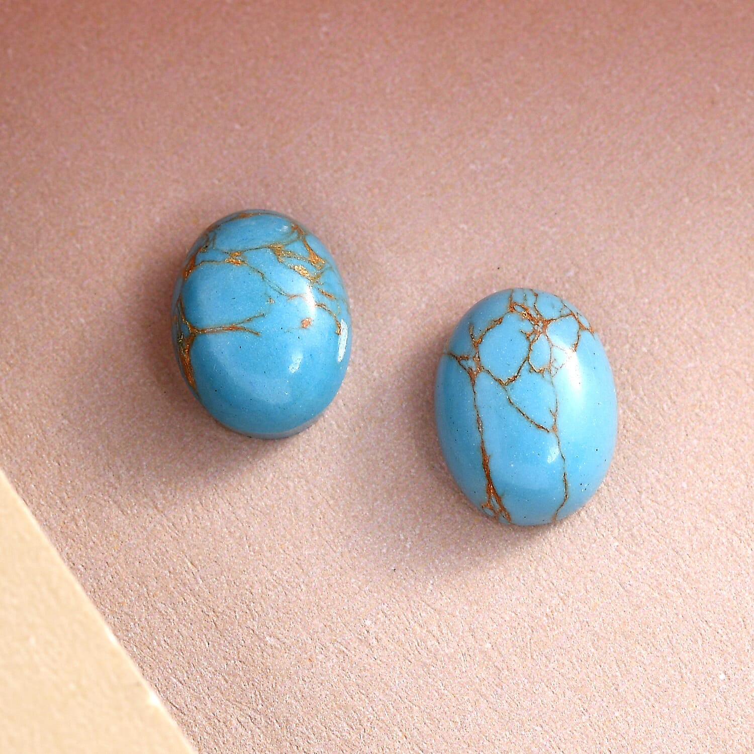Set of 2 - Blue Turquoise Oval 9x7 mm 3.48 Ct.