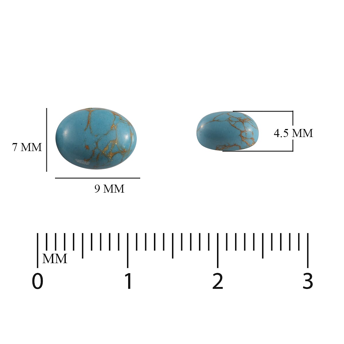 Set of 2 - Blue Turquoise Oval 9x7 mm 3.48 Ct.