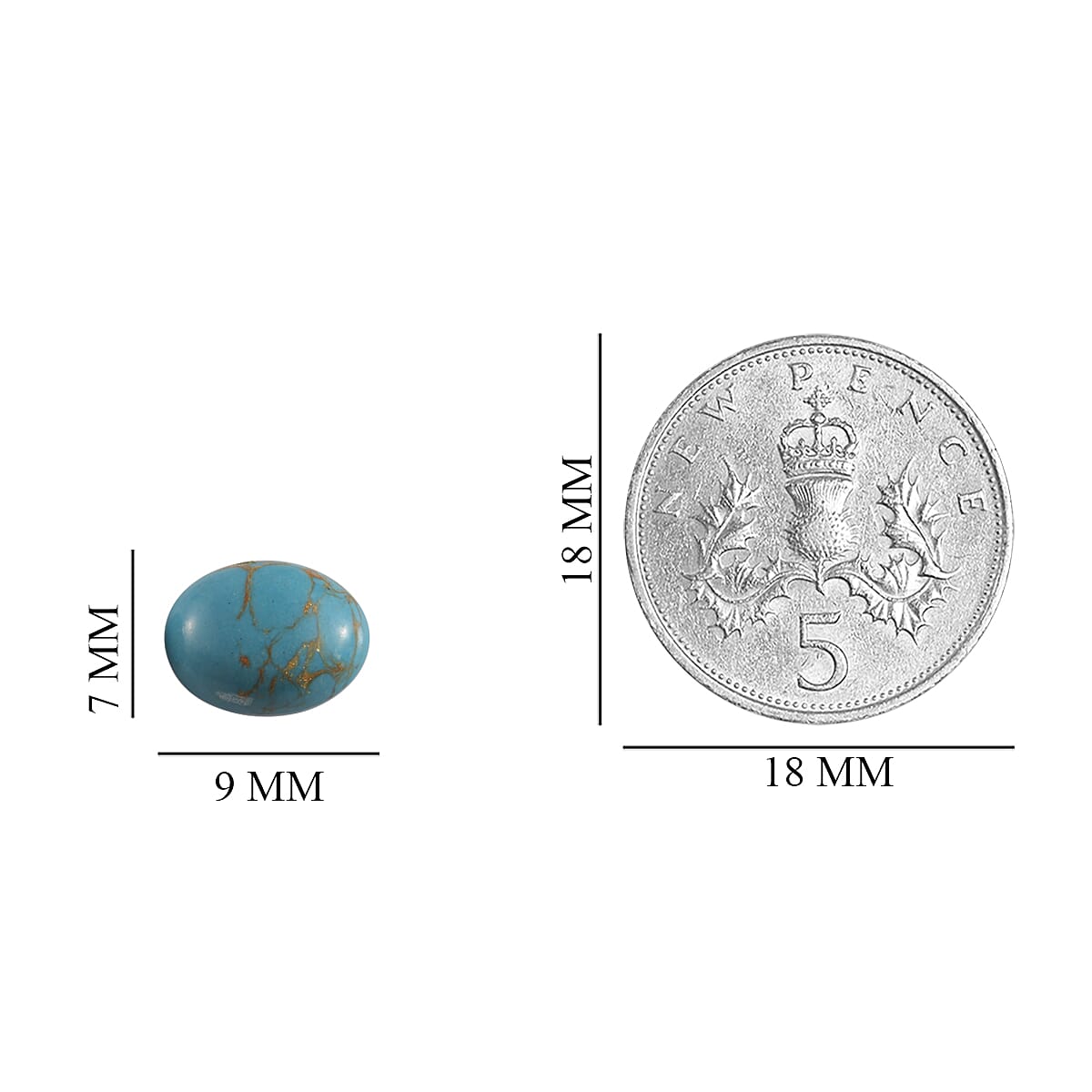 Set of 2 - Blue Turquoise Oval 9x7 mm 3.48 Ct.