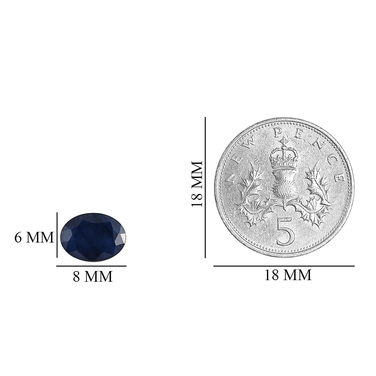 Blue Sapphire Oval 8x6 mm 1.37 Ct.
