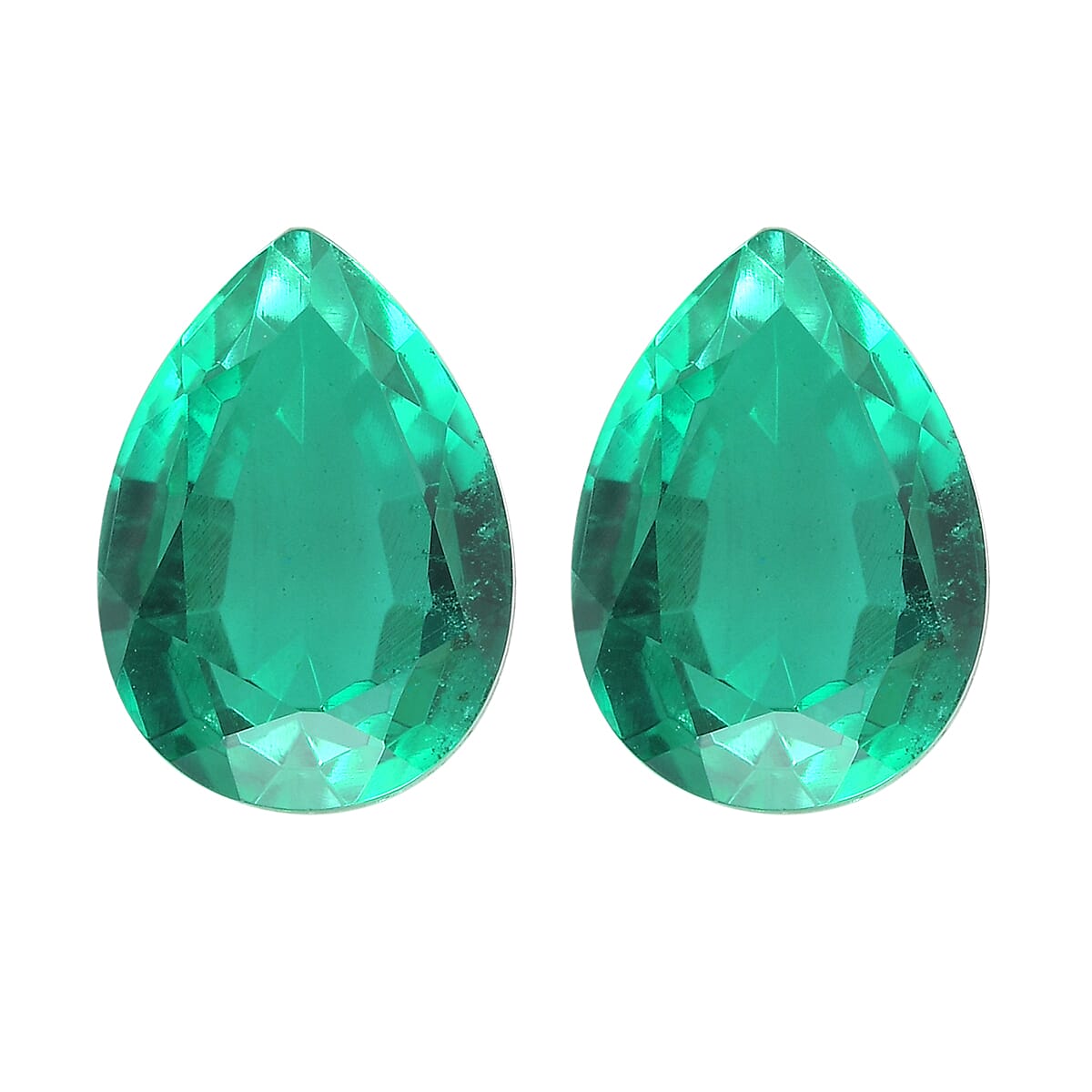 Set of 2 - Emeraldine Triplet Quartz Pear 14x10 mm 11.80 Ct.