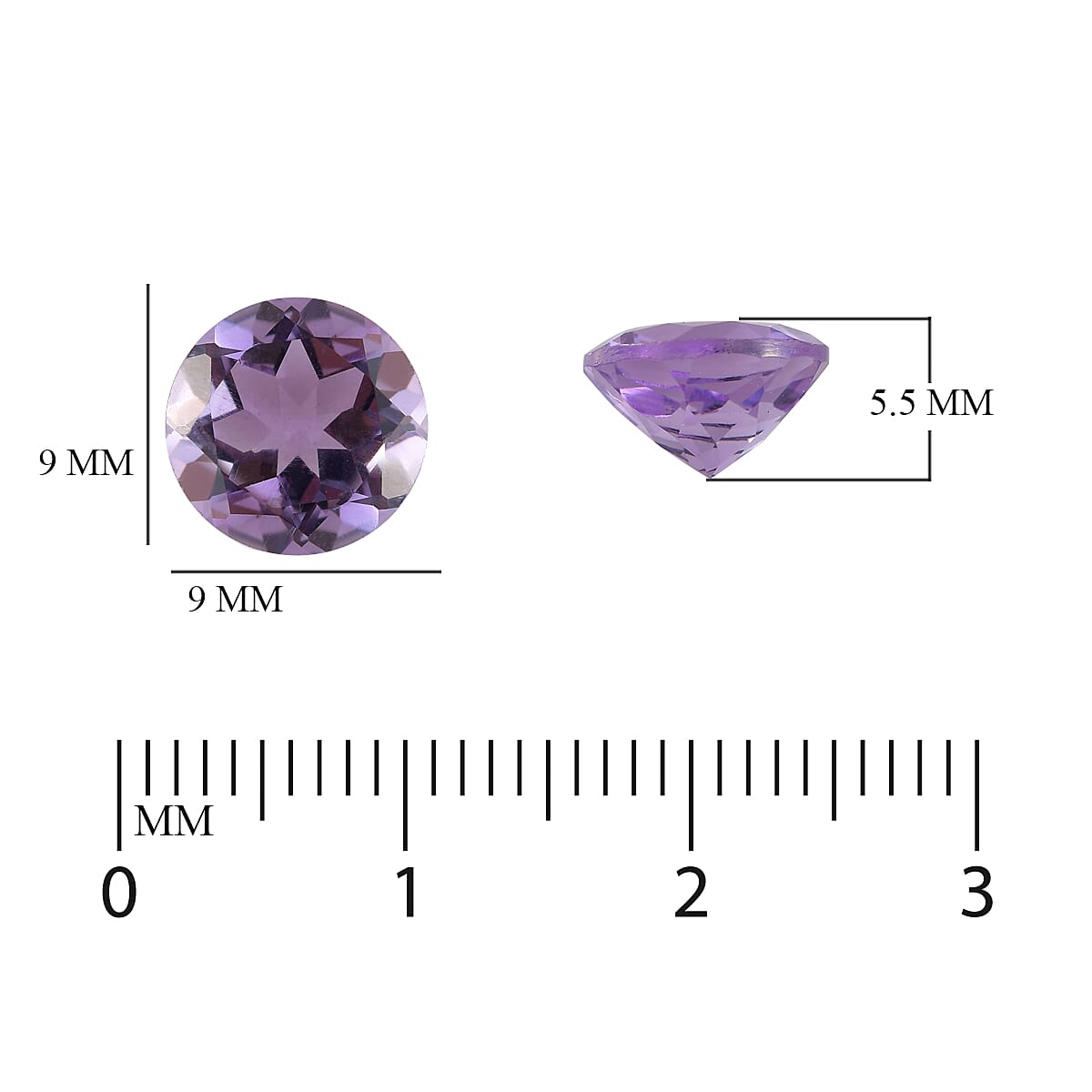 Moroccan Amethyst Round 9 mm 2.23 Ct.
