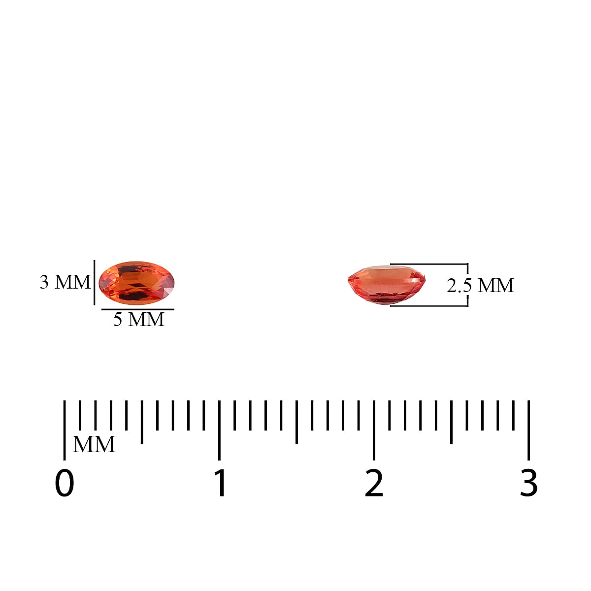 Set of 2 - AAA Orange Sapphire Oval 5x3 mm 0.54 Ct.