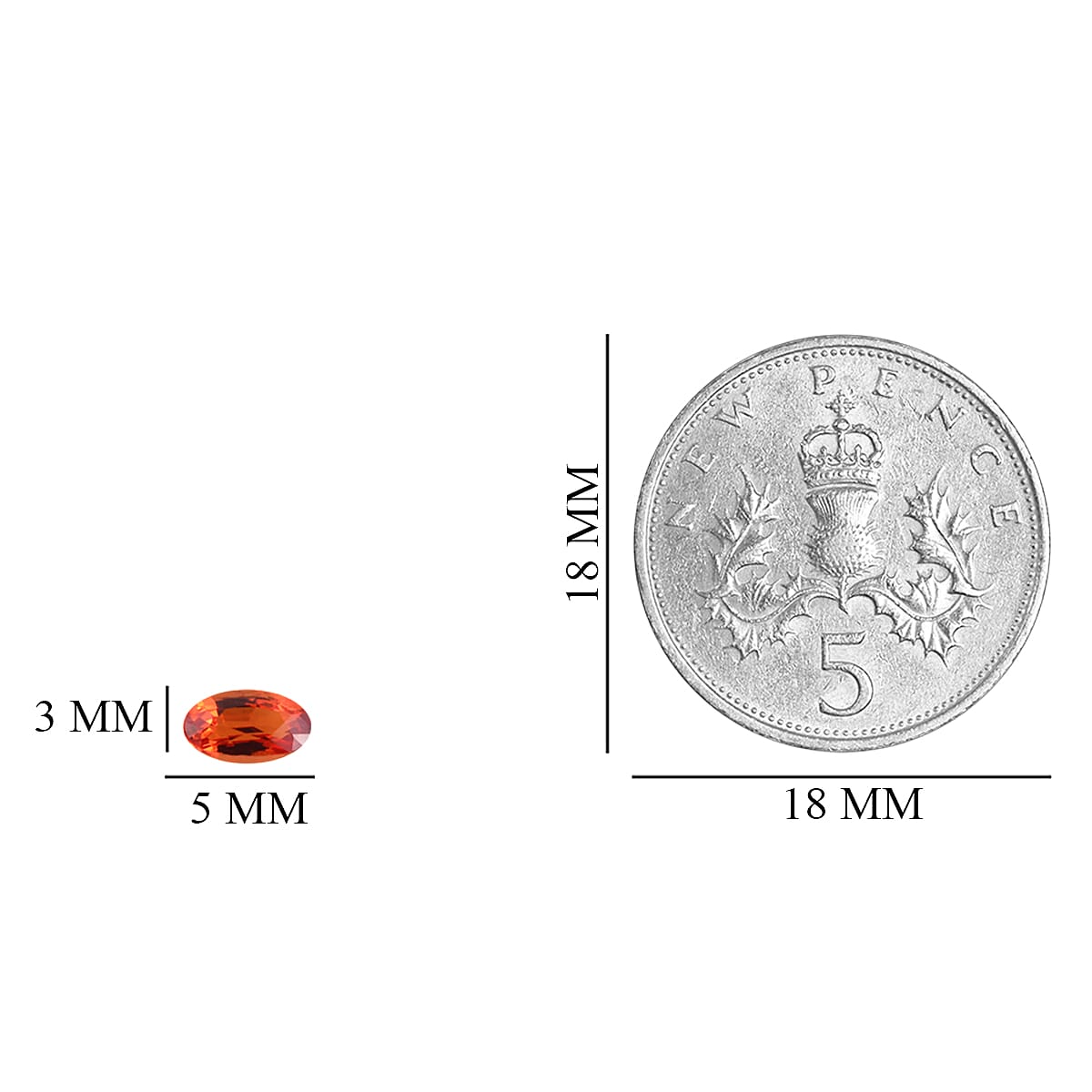 Set of 2 - AAA Orange Sapphire Oval 5x3 mm 0.54 Ct.