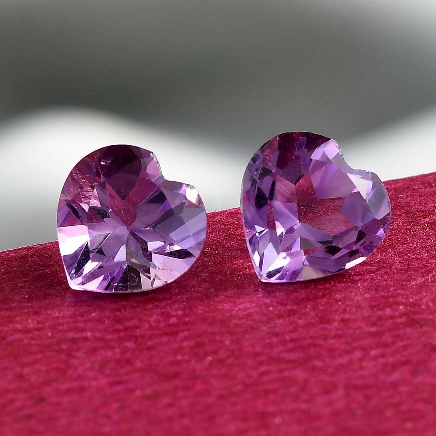 Set of 2 - AA Pink Amethyst Heart 7 mm 2.03 Ct.