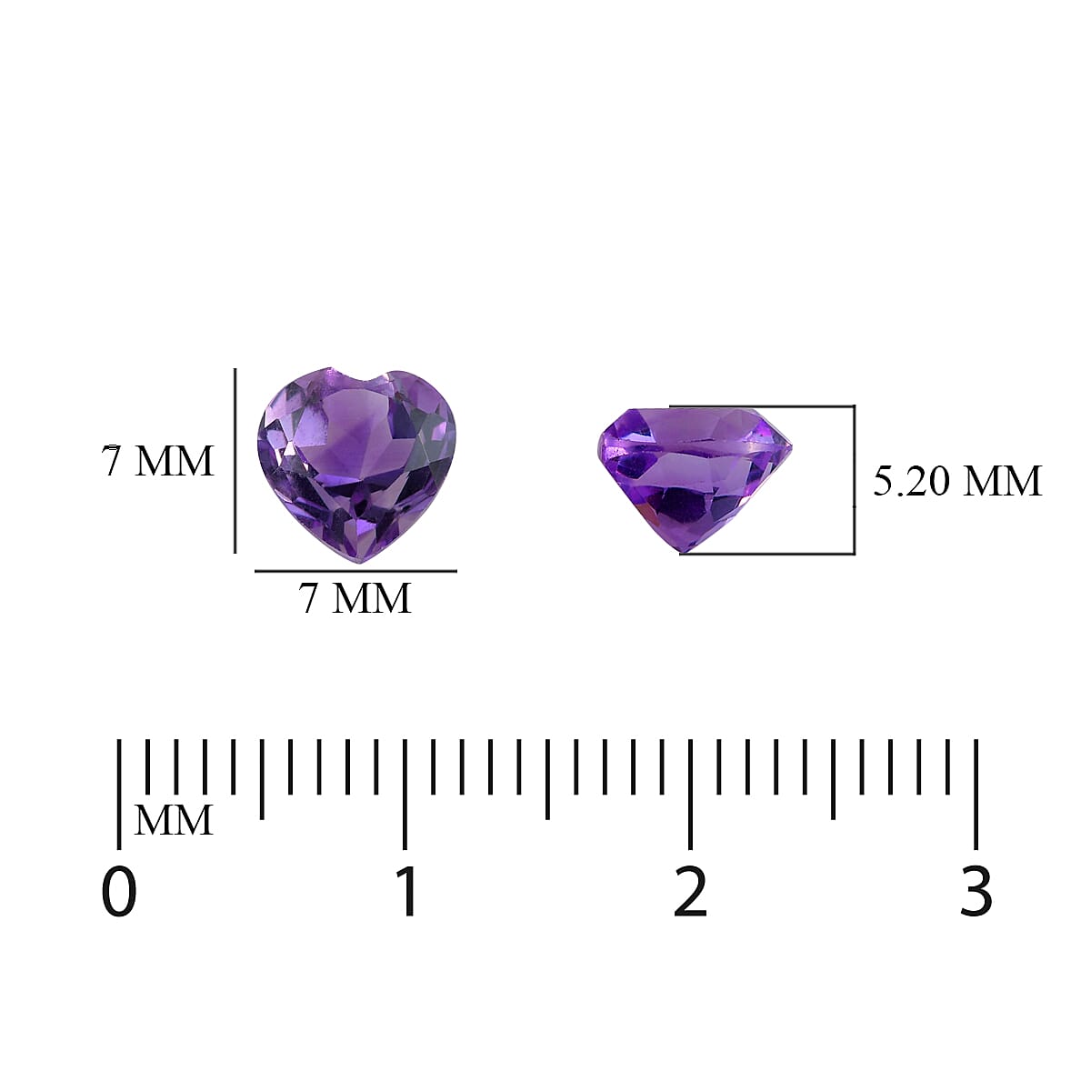 Set of 2 - AA Pink Amethyst Heart 7 mm 2.03 Ct.