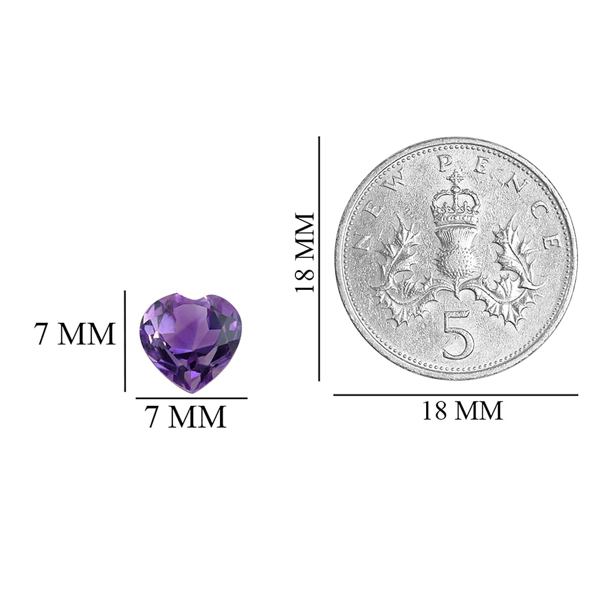 Set of 2 - AA Pink Amethyst Heart 7 mm 2.03 Ct.
