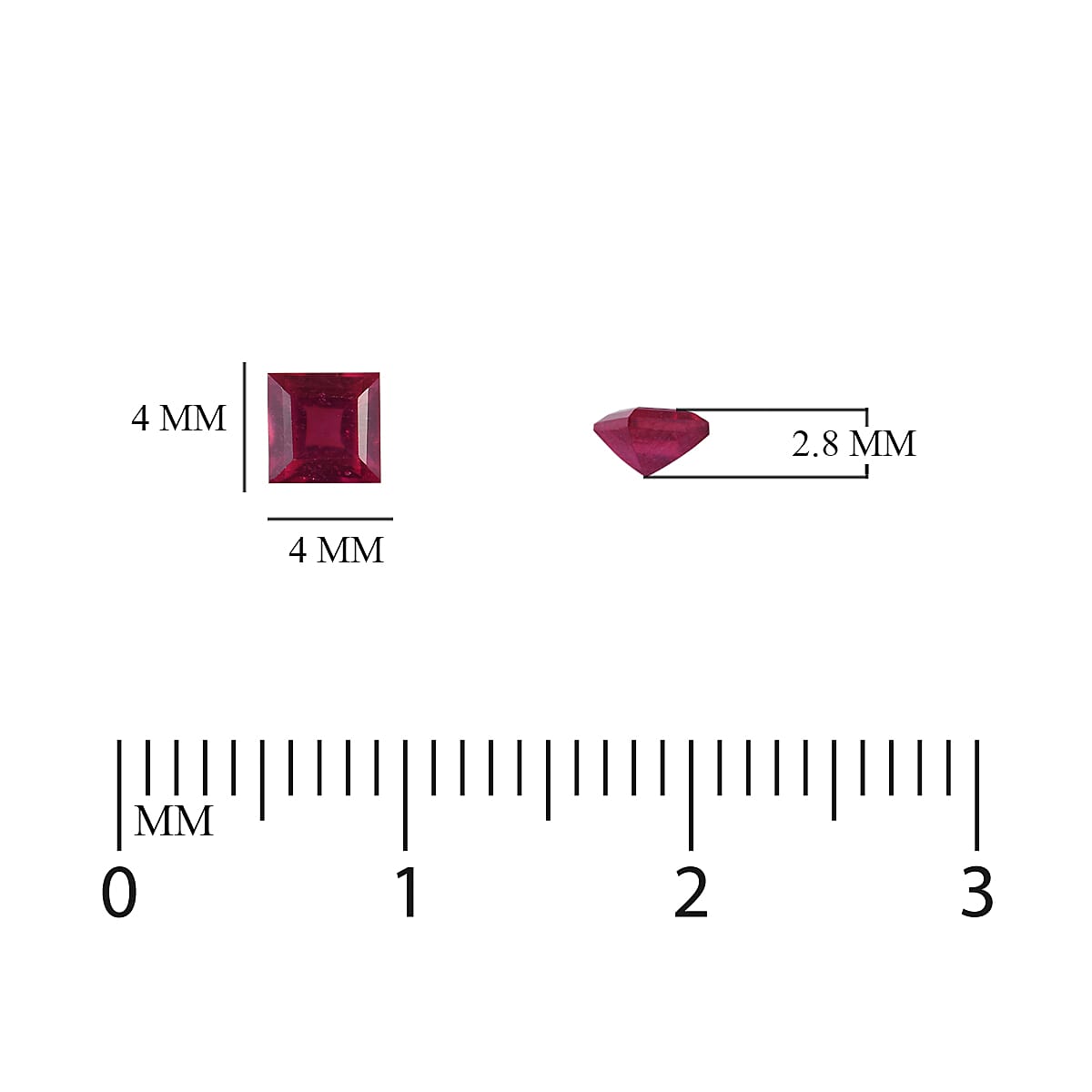 Set of 6 - African Ruby (FF) Square 4 mm 2.68 Ct.