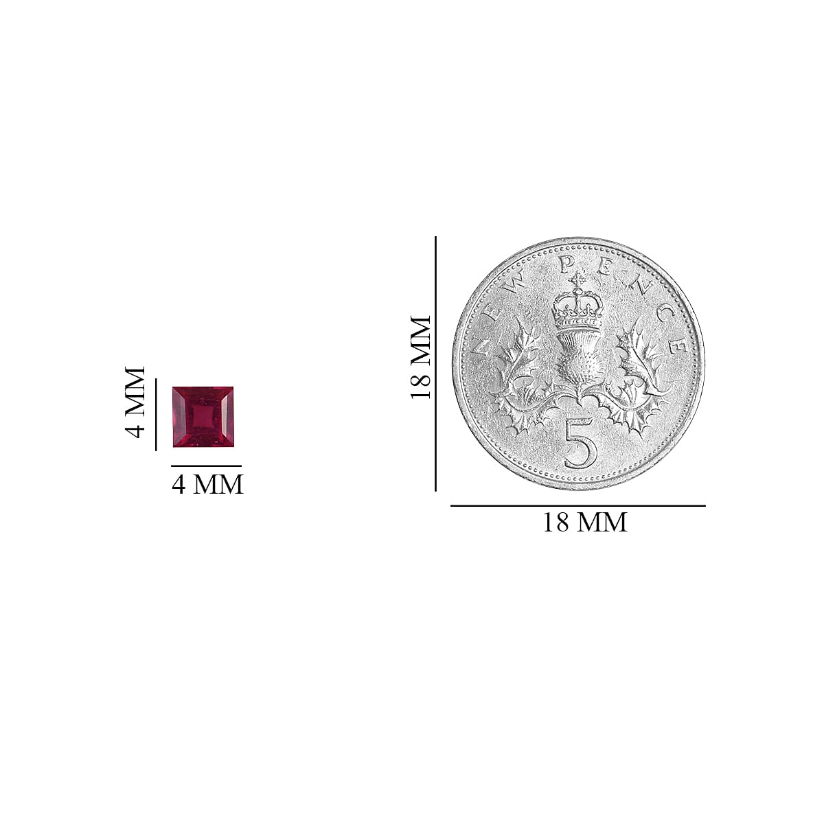 Set of 6 - African Ruby (FF) Square 4 mm 2.68 Ct.