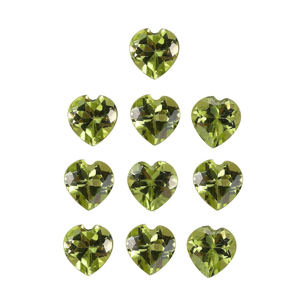 Set of 10 - Peridot Arizona Heart 4 mm 2.60 Ct.