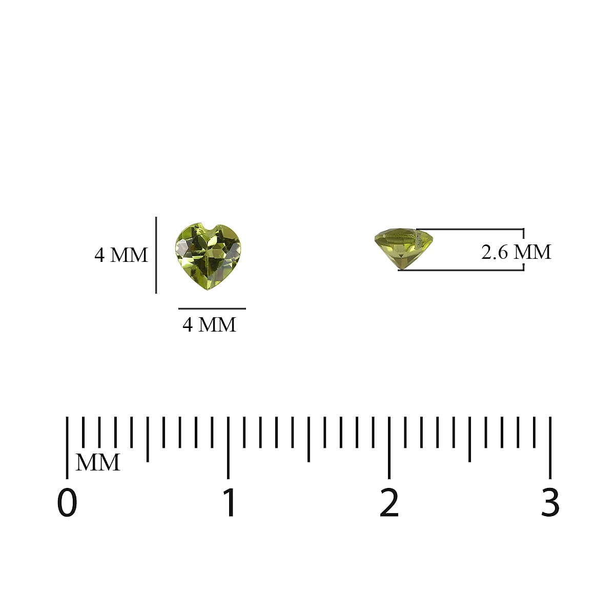 Set of 10 - Peridot Arizona Heart 4 mm 2.60 Ct.
