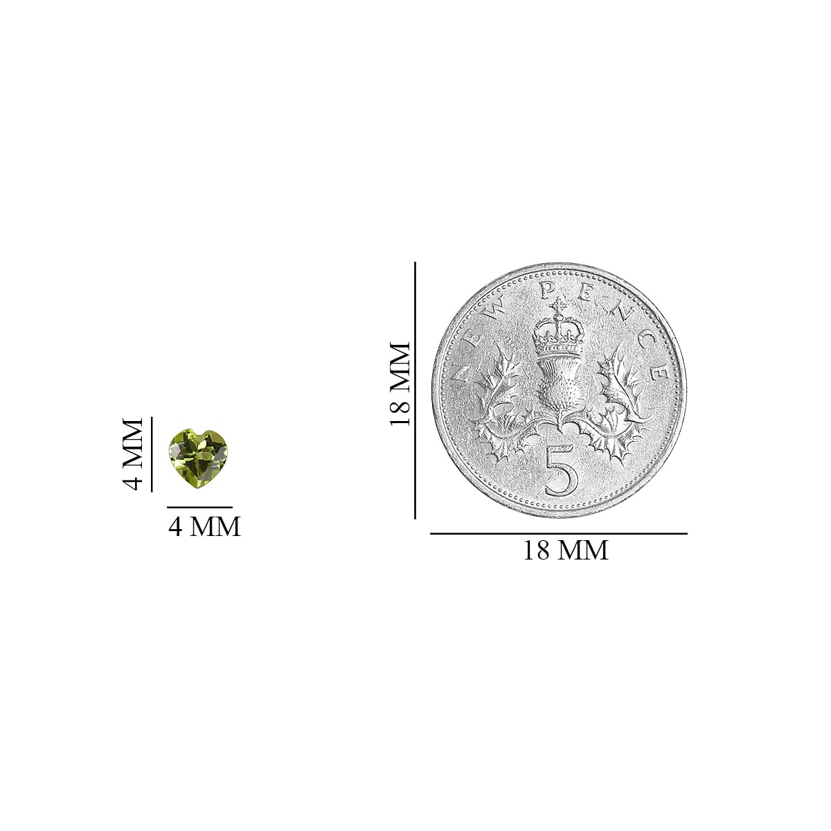 Set of 10 - Peridot Arizona Heart 4 mm 2.60 Ct.