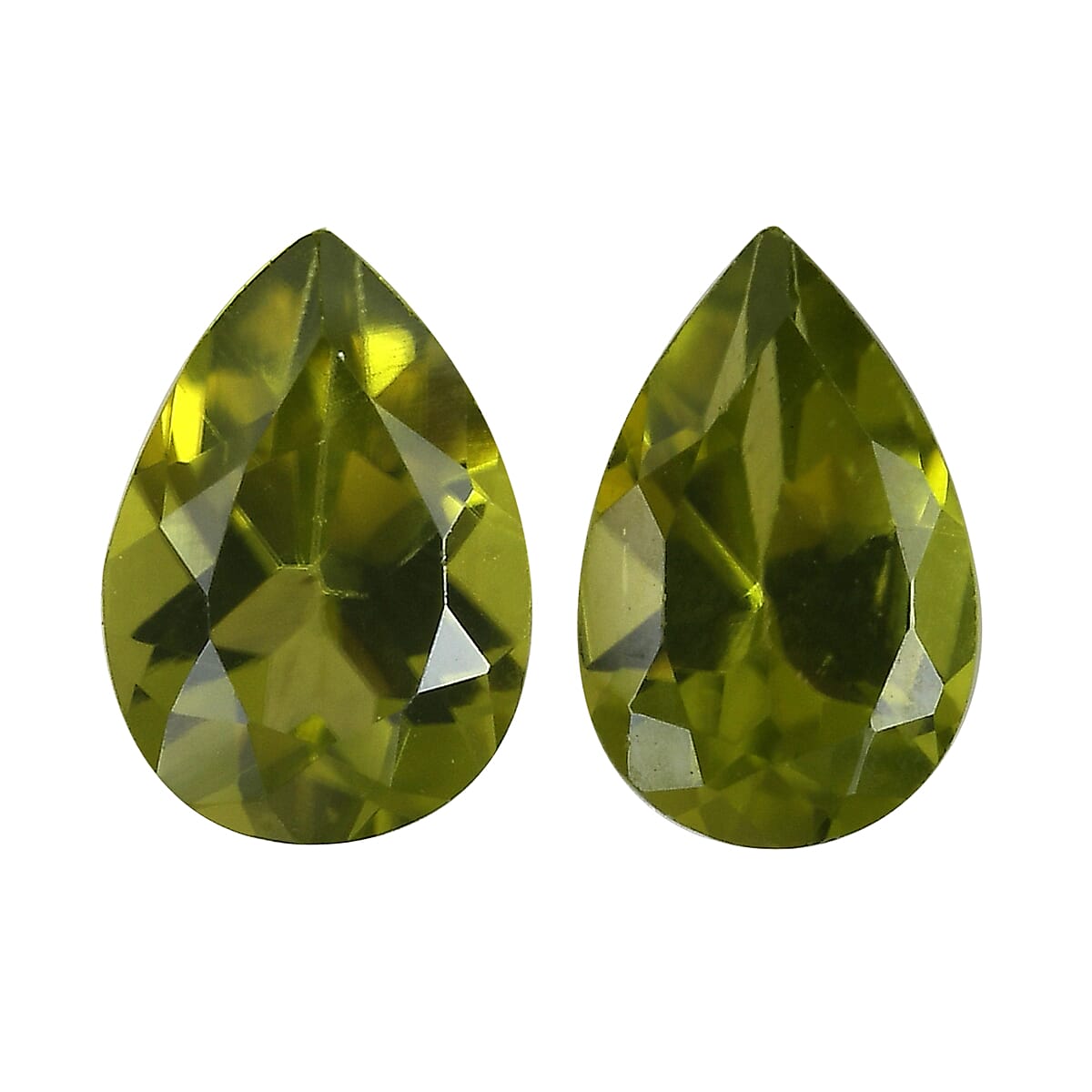 Set of 2 - Peridot Arizona Pear 6x4 mm 0.77 Ct.