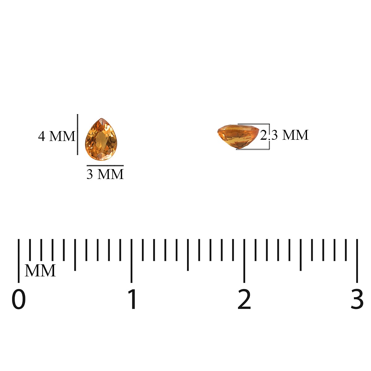 Set of 4 - AAA Yellow Sapphire Pear 4x3 mm 0.78 Ct.