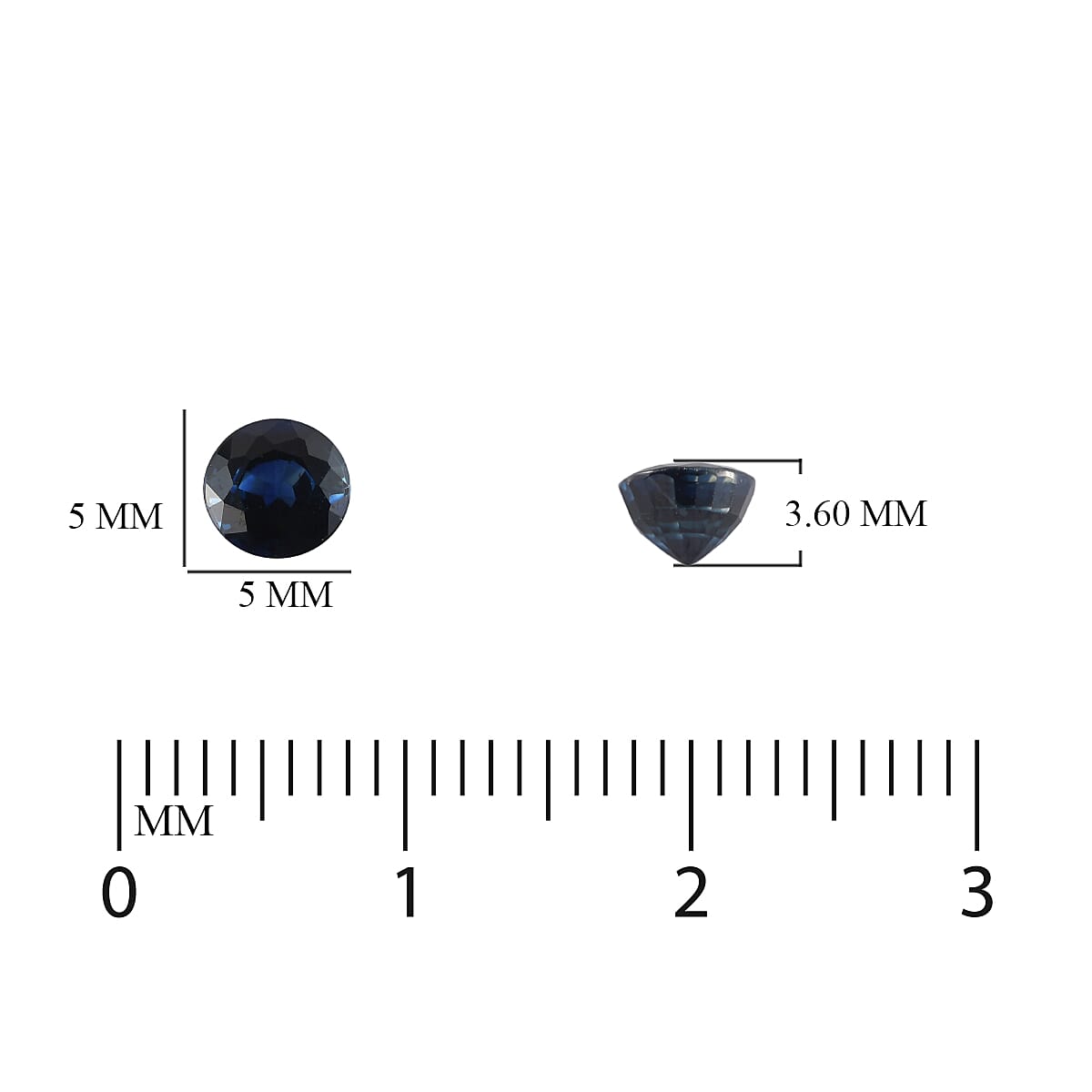 AA Blue Sapphire Round 5 mm 0.55 Ct.