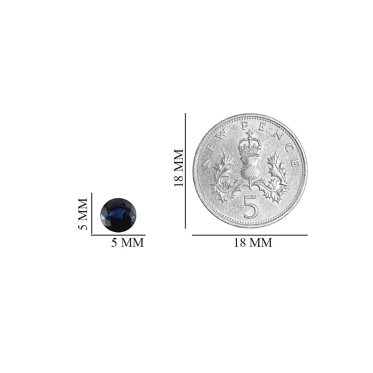 AA Blue Sapphire Round 5 mm 0.55 Ct.