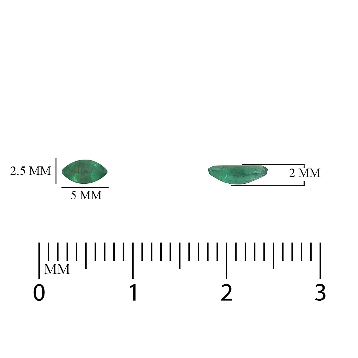 Set of 6 - Emerald Marquee 5x2.5 mm 0.76 Ct.