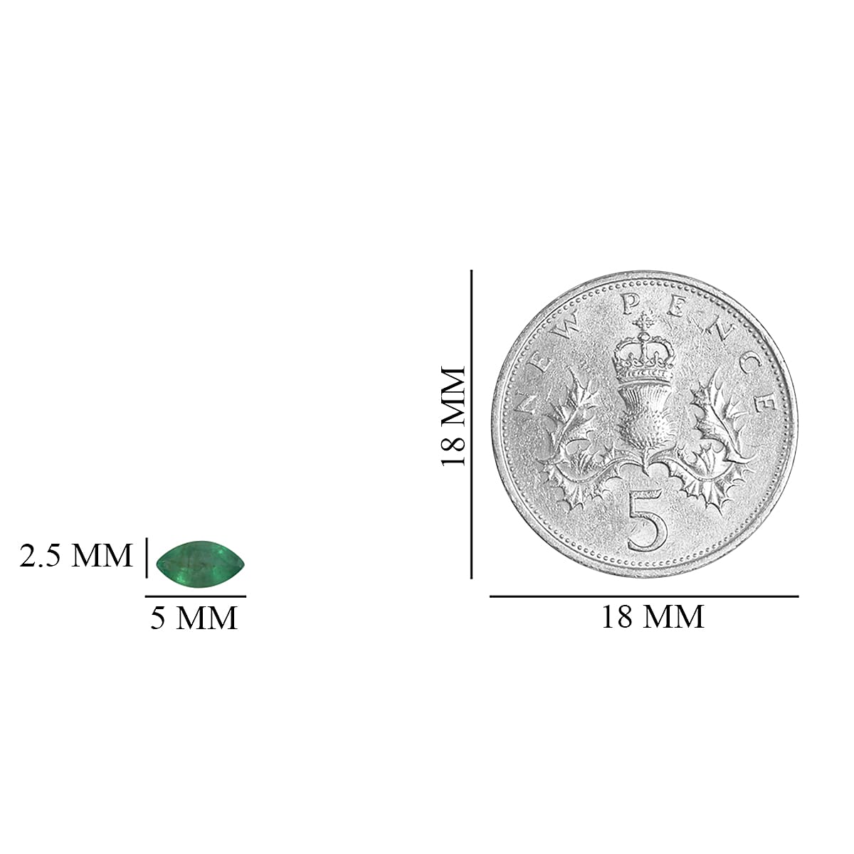 Set of 6 - Emerald Marquee 5x2.5 mm 0.76 Ct.