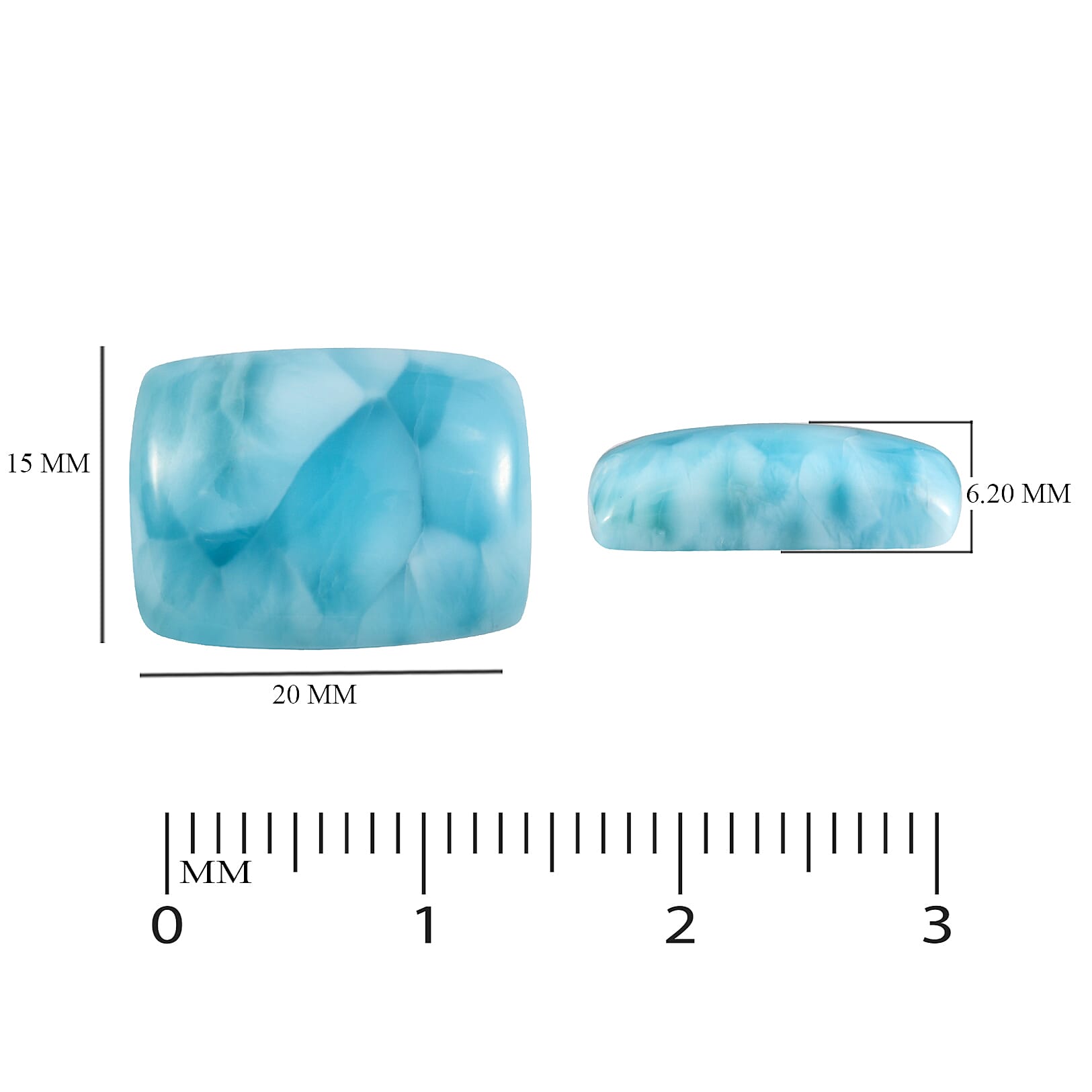 AAA Larimar Cushion 20x15 mm 19.87 Ct.