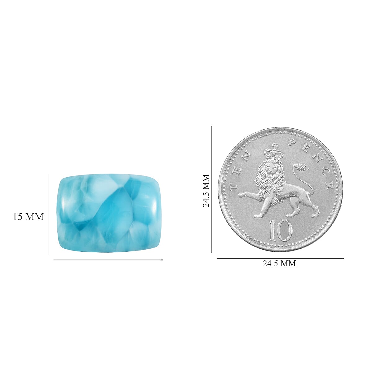 AAA Larimar Cushion 20x15 mm 19.87 Ct.