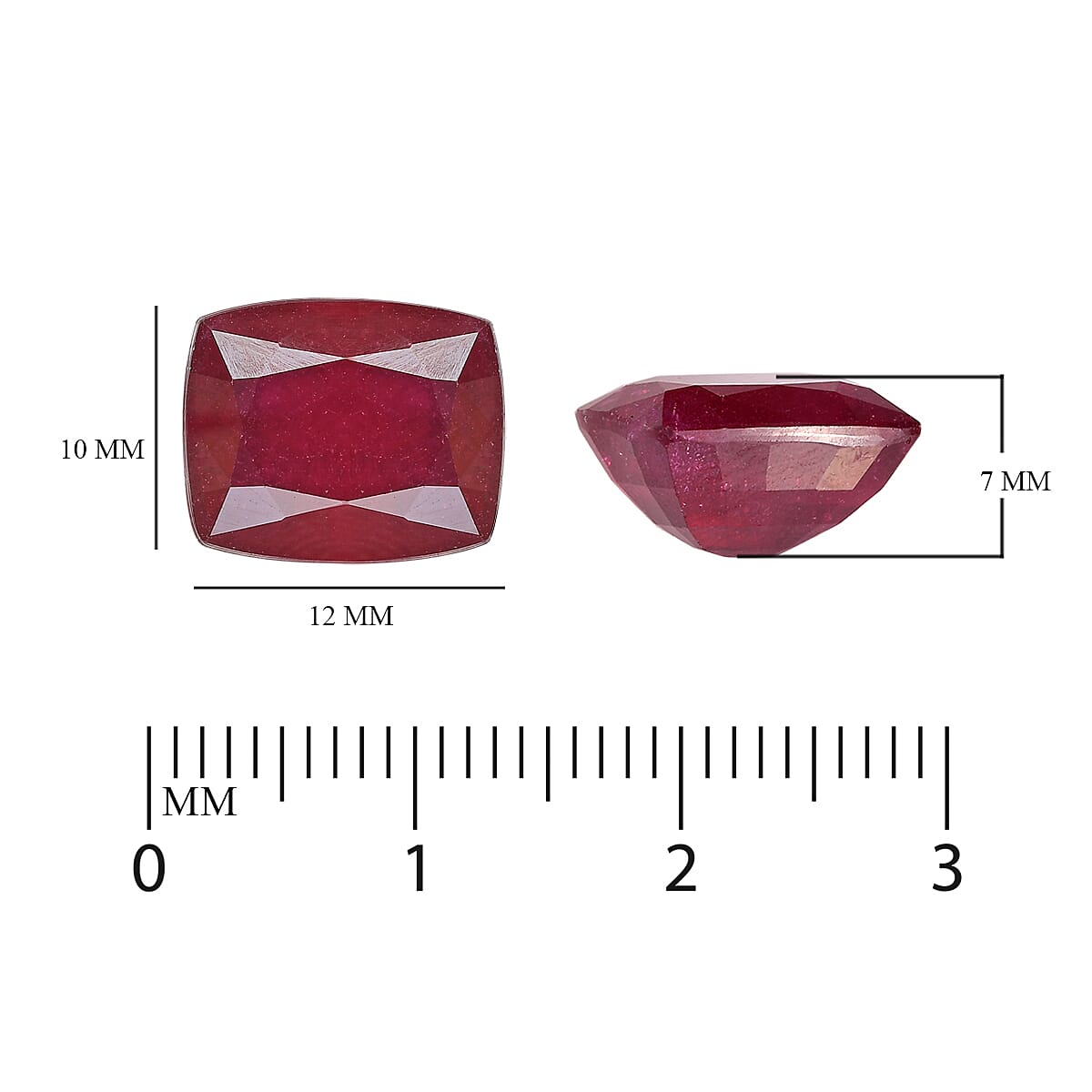 African Ruby (FF) Cushion 12x10 mm 8.59 Ct.