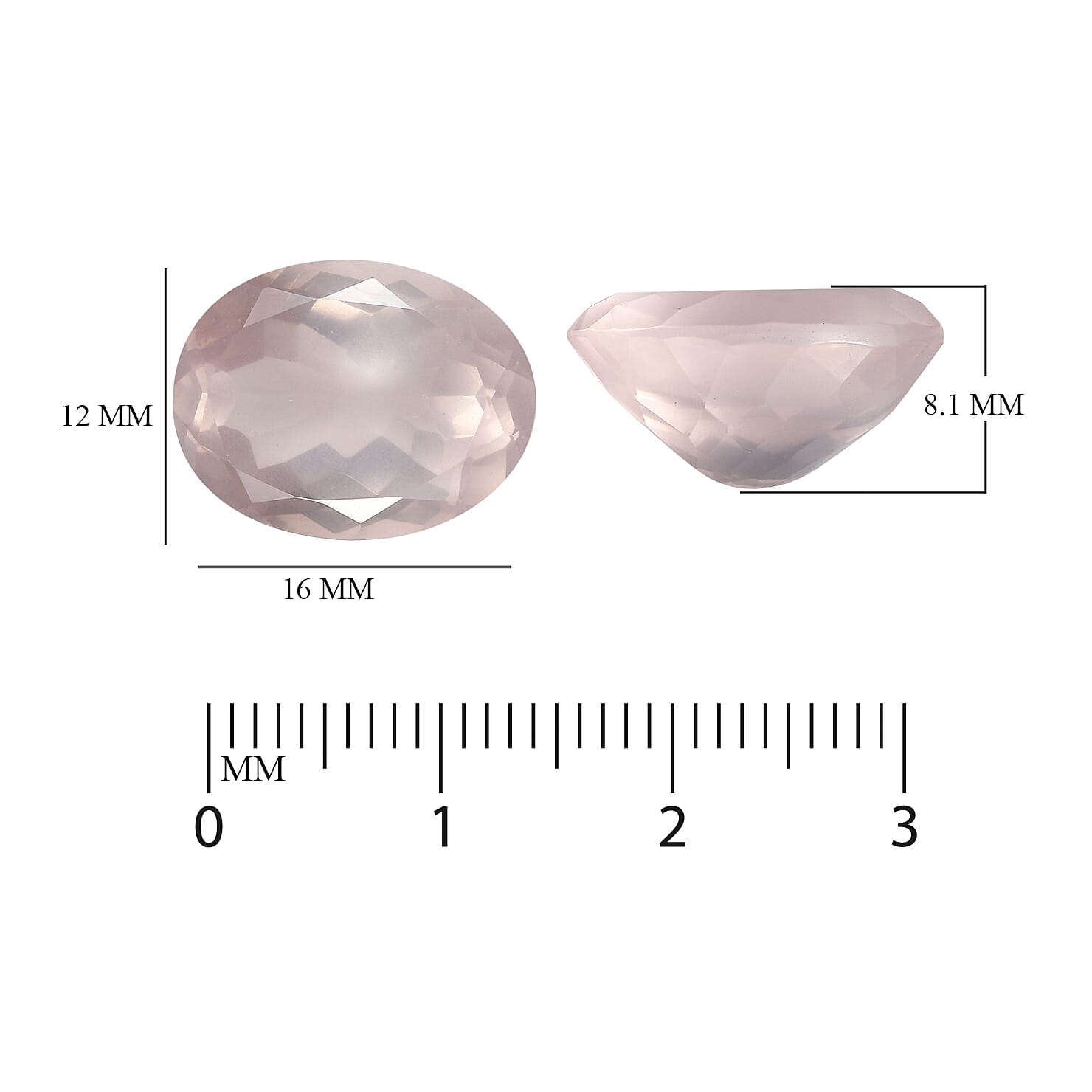 Rose Quartz Oval 16x12 mm 8.78 Ct.