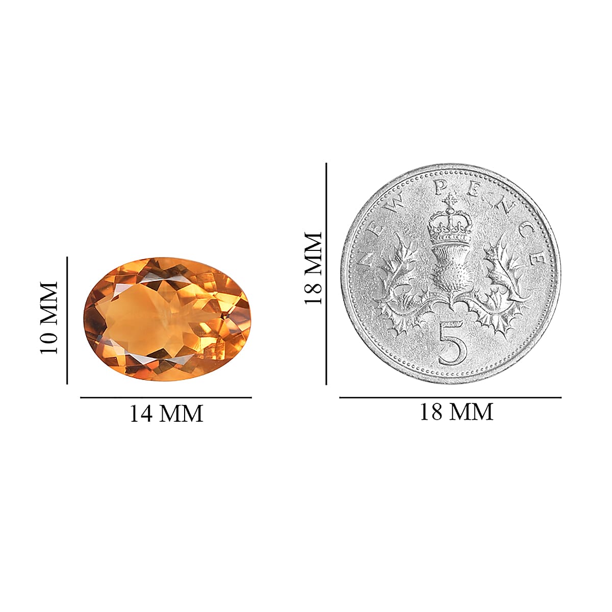 Madeira Citrine Oval 14x10 mm 5.10 Ct.