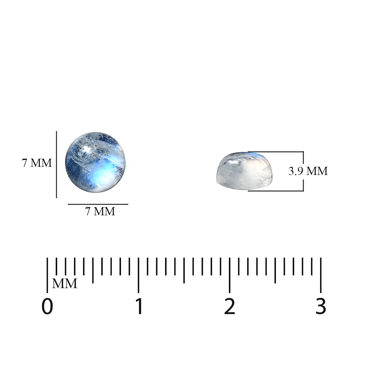 Rainbow Moonstone Round 7 mm 1.61 Ct.