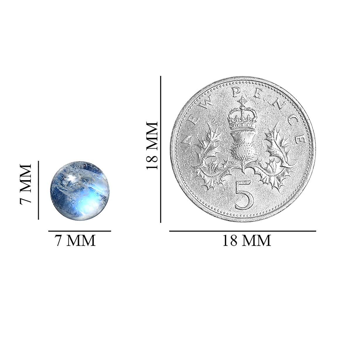 Rainbow Moonstone Round 7 mm 1.61 Ct.