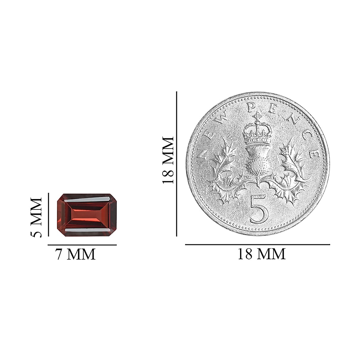 AA Red Garnet Octagon 7x5 mm 1.09 Ct.