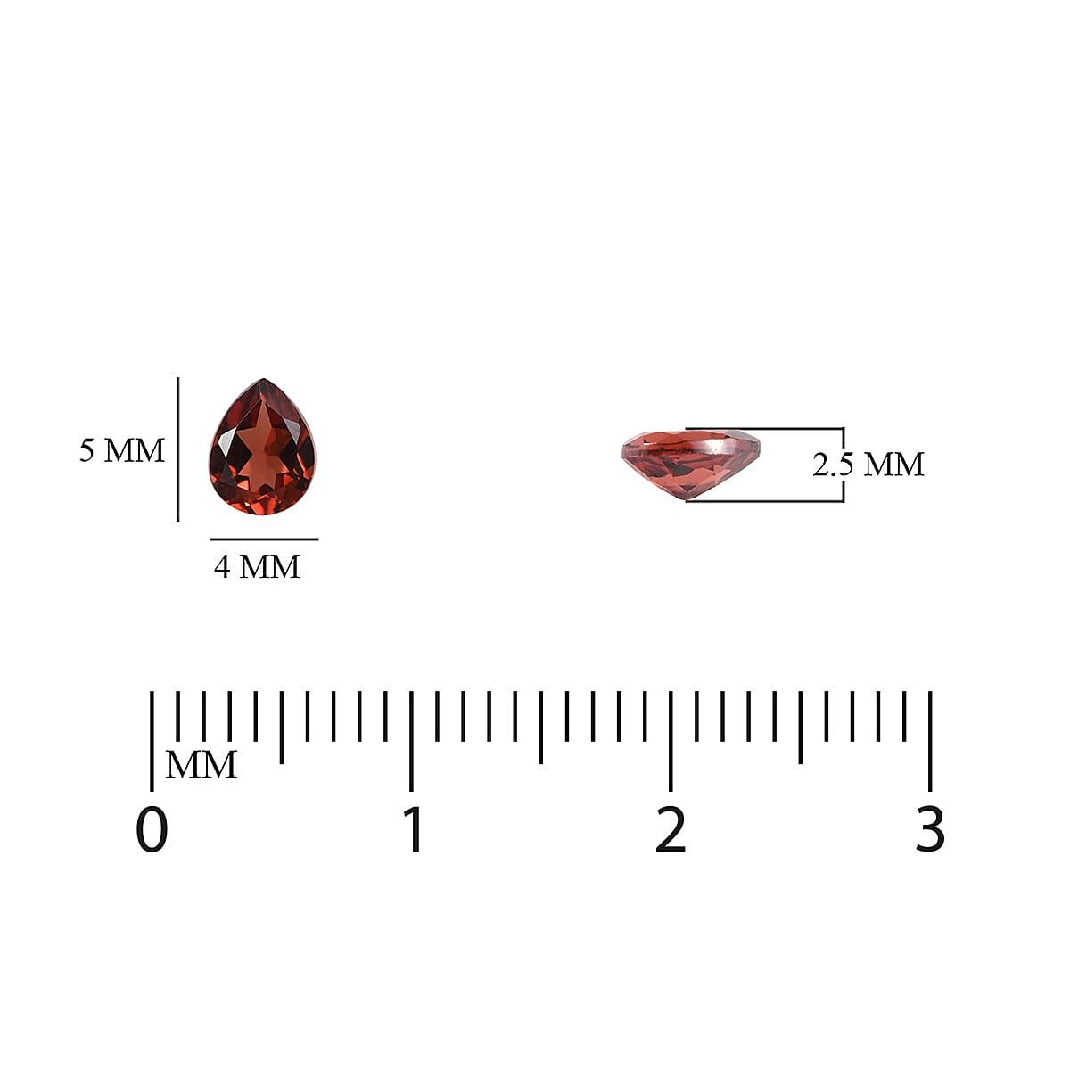 Red Garnet Pear 5x4 mm 0.25 Ct.