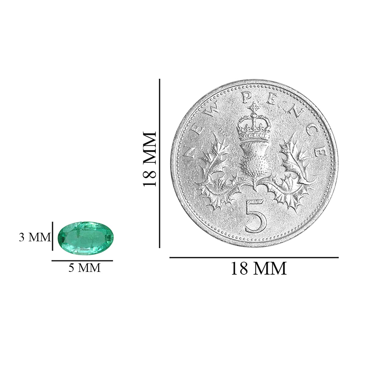 AA Emerald Oval 5x3 mm 0.22 Ct.