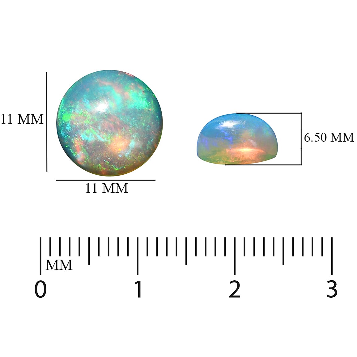 Ethiopian Welo Opal Round 11 mm 3.09 Ct.