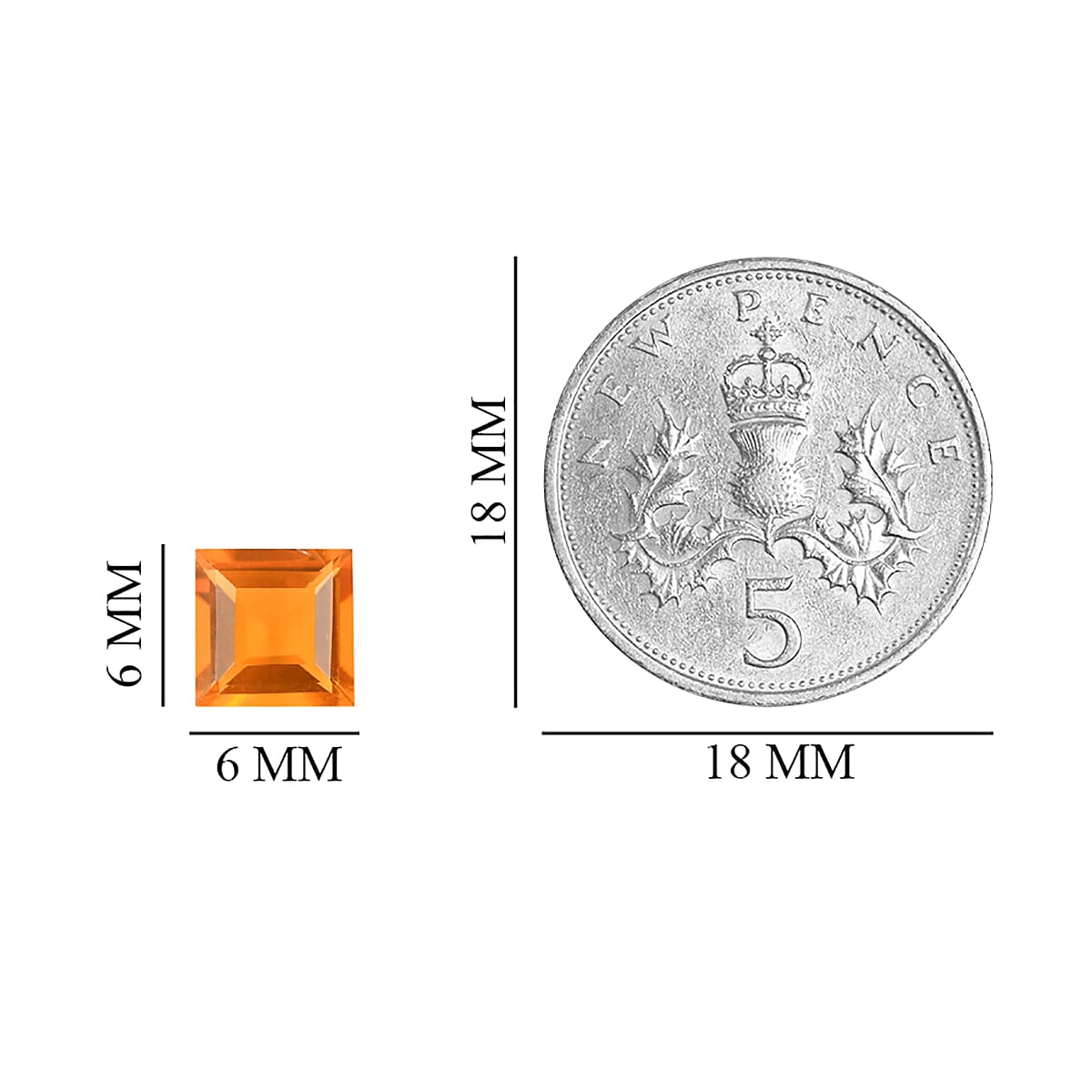 AA Jalisco Fire Opal Square 6 mm 0.66 Ct.