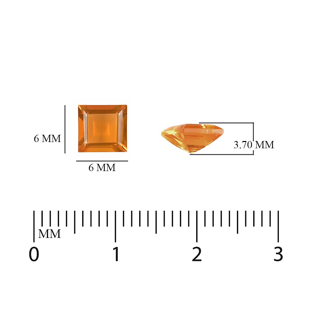 AAA Jalisco Fire Opal Square 6 mm 0.69 Ct.