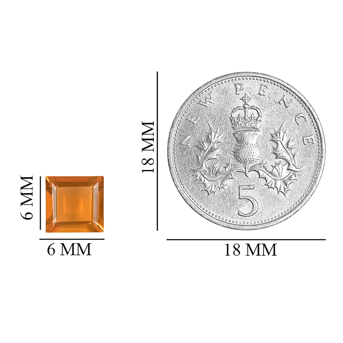 AAA Jalisco Fire Opal Square 6 mm 0.69 Ct.