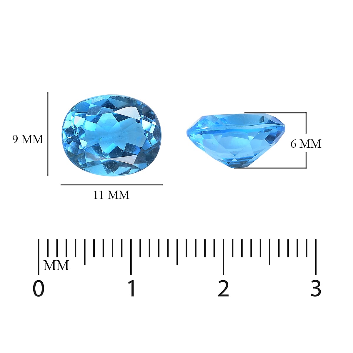 Electric Blue Topaz Oval 11x9 mm 4.14 Ct.