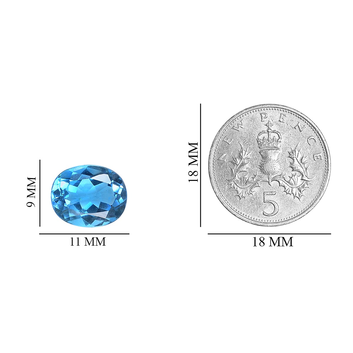 Electric Blue Topaz Oval 11x9 mm 4.14 Ct.