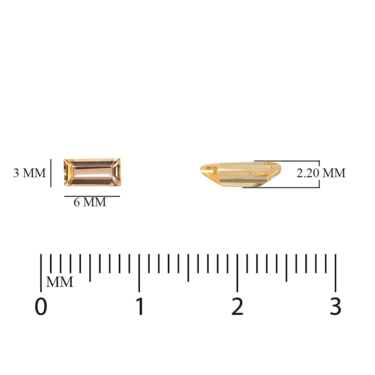 Set of 3 - Imperial Topaz Baguette 6x3 mm 1.10 Ct.