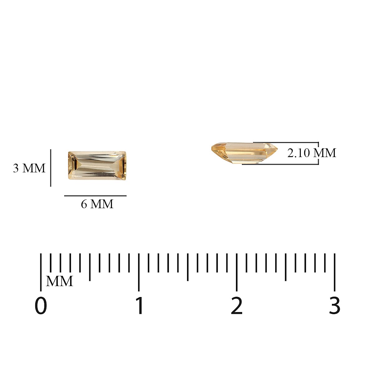 Set of 3 - AA Imperial Topaz Baguette 6x3 mm 1.14 Ct.