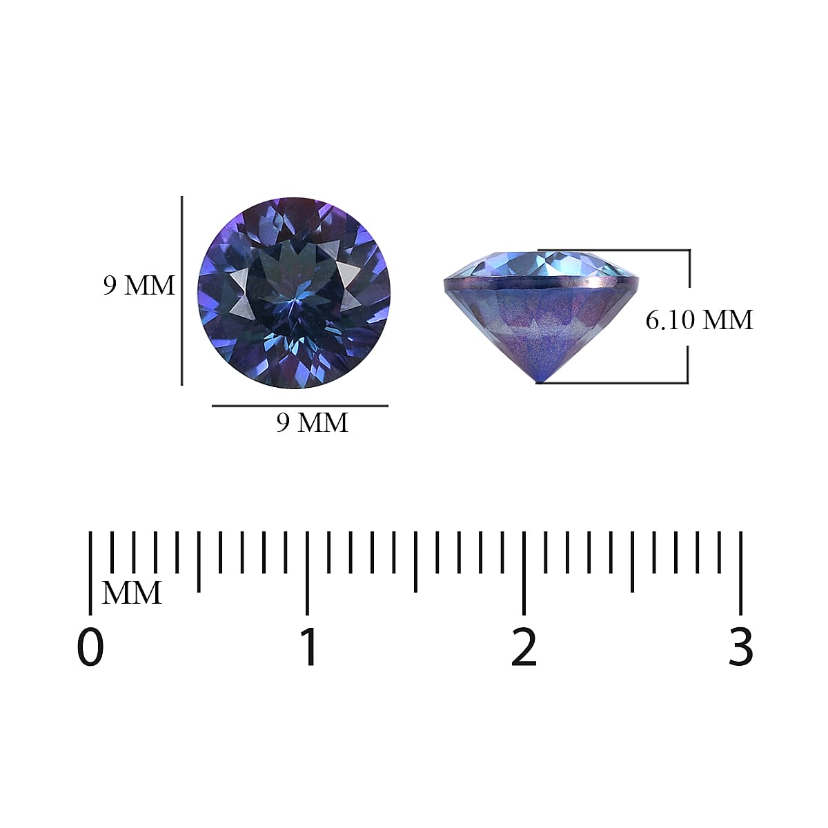 Blue Petalite Round 9 mm 2.09 Ct.