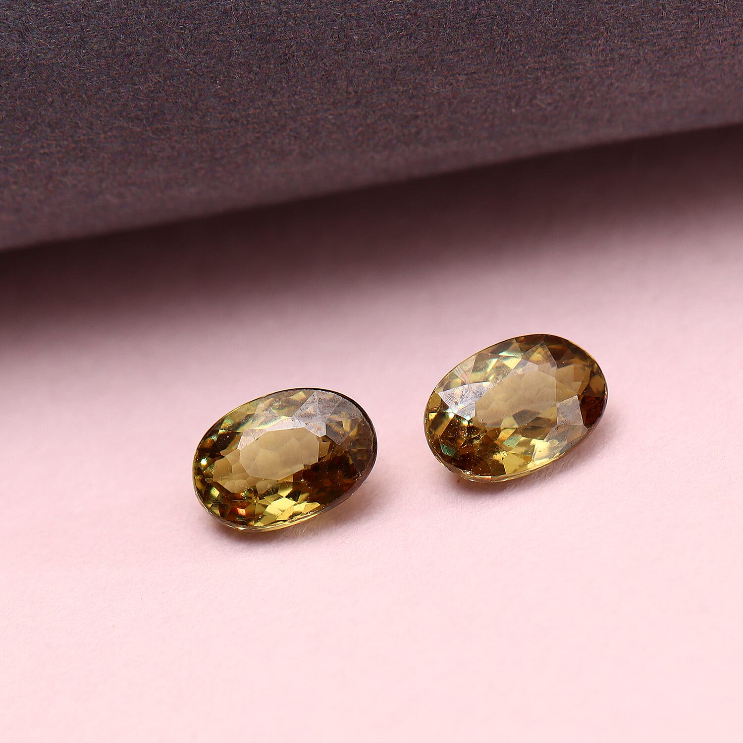 Set of 2 - AA Champagne Demantoid Garnet Oval 6x4 mm 1.20 Ct.