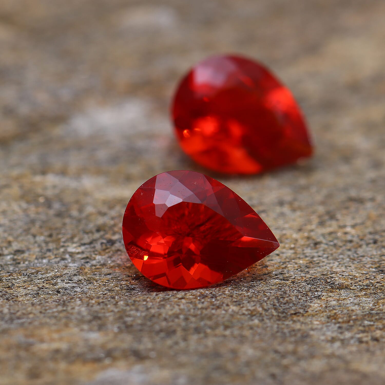 Set Of 2 - Premium Quality Fire Opal Pear 8x6 mm 1.26 Ct.